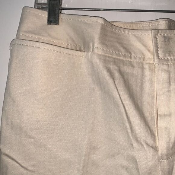 Liz Claiborne Audra Womens Off-White Straight-Leg Pants Size 12 Cotton Blend - Picture 7 of 14